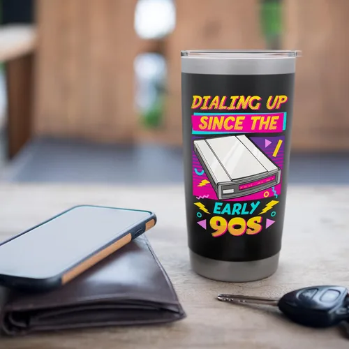 Vista 7 de 90s Nostalgia Retro 90s Dial Up Internet Vintage Stainless Steel Insulated Tumbler