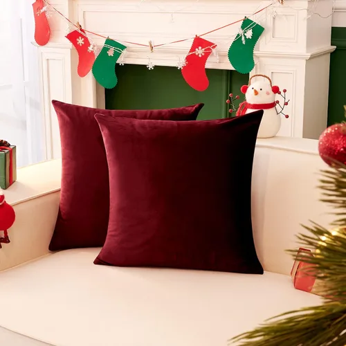 Vista 24 de Deconovo Juego de 2 fundas de almohada de pana suave con cremallera invisible, 16 x 16 pulgadas, color gris pardo, decoración del hogar para sofá