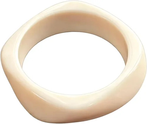 Vista 18 de Fuqimanman2020 Pulsera cuadrada irregular de resina acrílica retro colorida gruesa geométrica para mujer Verde
