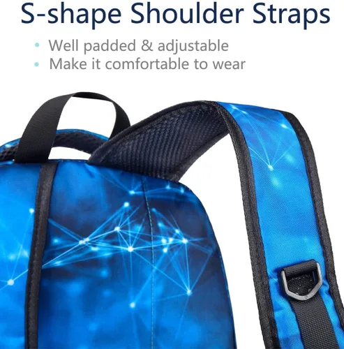 Vista 4 de BLUEFAIRY Mochila para niños y niñas, bolsas escolares para escuela secundaria, bolsas de libros para adolescentes, Azul celeste, Computadora