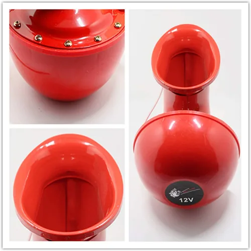 Vista 2 de Bocina de toro eléctrica – Altavoz de 150 db, rojo, metal, súper fuerte para vehículos, camiones, automóviles y más de 12 V