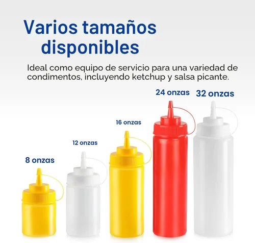 Vista 6 de New Star Foodservice Botella transparente para apretar de 24 onzas, boca ancha, paquete de 6