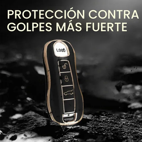 Vista 5 de Funda protectora para llavero inteligente compatible con Porsche 911 Cayenne Panamera TAYCAN de 3 botones sin llave, accesorios de control remoto