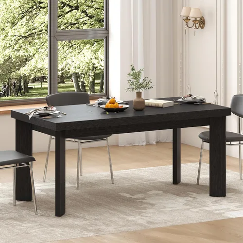Vista 2 de Bigbiglife Mesa de comedor de 63 pulgadas para 6, mesa de comedor para interiores y exteriores con patas de madera, mesa de cocina con mesa grande