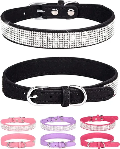 Vista 14 de Bling - Collar de perro para perros pequeños, medianos y grandes, collares de perro con corona de diamantes de imitación para perros hembra y macho