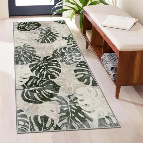 Vista 31 de Wonnitar Leaf - Alfombra de cocina de 2x3 pies, alfombra azul pequeña para baño, alfombra decorativa lavable para mesita de noche, planta