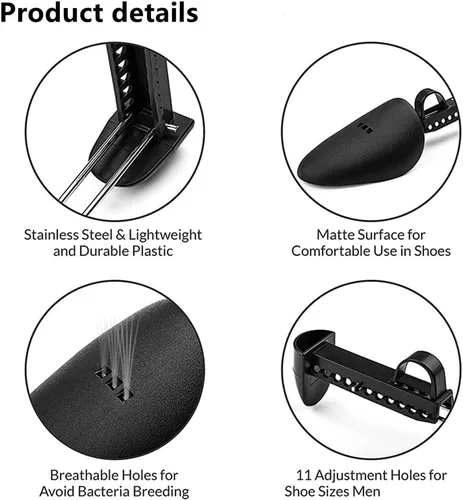 Vista 3 de 2 pares de plástico para zapatos de árbol moldeador para hombres (negro)