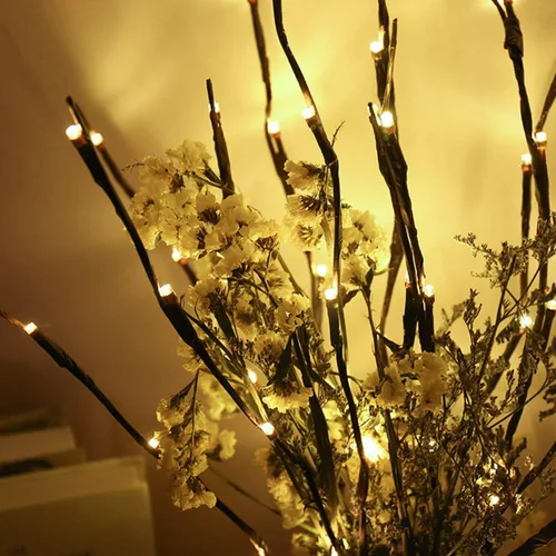 Vista 3 de Luz LED de rama que funciona con pilas, ramas iluminadas, jarrón, ramita de sauce iluminada, 30 pulgadas, 20 LED para decoración de Navidad, hogar