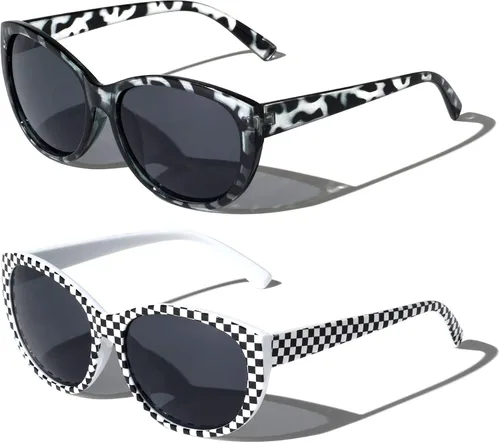 Vista 9 de 2 pares de lentes de sol de lectura para exteriores para mujer, de gran tamaño, con lente completa, leopardo