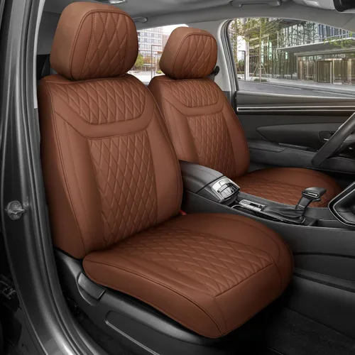 Vista 47 de MotorBox Meridian Series - Fundas de asiento de piel napa, fundas clásicas de asiento delantero, de piel sintética de alta calidad, color beige