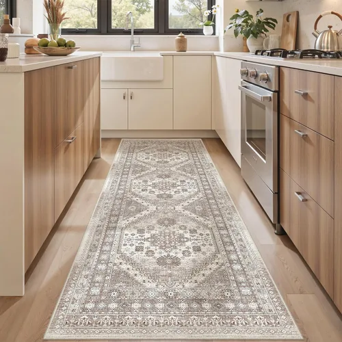 Vista 26 de befbee - Alfombra para sala de estar, lavable y resistente a manchas, con base antideslizante, ideal para dormitorio y cocina, decoración clásica