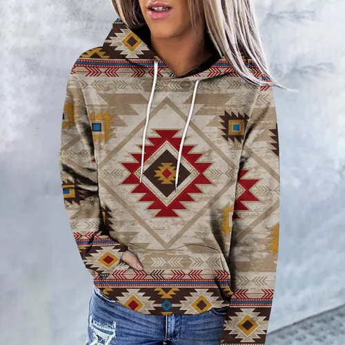 Vista 35 de Sudaderas con capucha azteca occidental para mujer, sudaderas de manga larga con gráficos vintage, camisetas de vaquera, ropa 2023