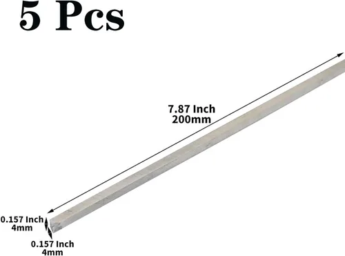 Vista 2 de 5 brocas de corte cuadrado HSS para torno de 0.157 in x 0.157 in x 7.874 in, molinillo de herramientas HSS en blanco, fresa rectangular de acero