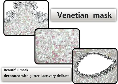 Vista 3 de Disfraz para Halloween Encaje Con Rhinestone de máscara veneciana mujer Masquerade Máscara