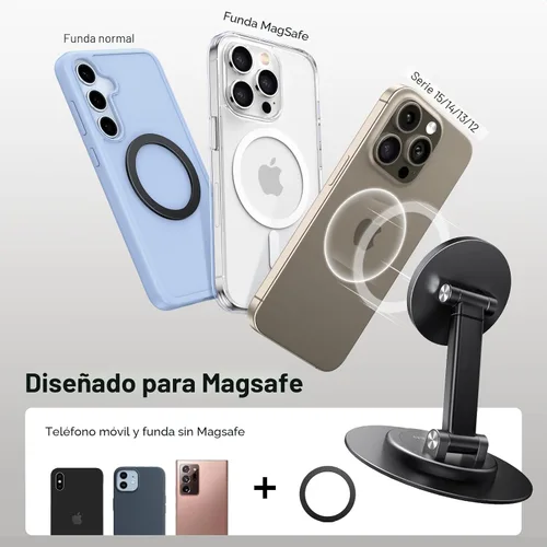 Vista 6 de UGREEN Soporte magnético para teléfono MagSafe, soporte de iPhone de altura ajustable para escritorio con rotación de 360° compatible con iPhone 17