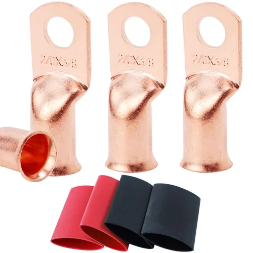 Vista 21 de TKDMR - Kit de 264 piezas de extremos de cable de batería, 132 piezas de terminales de anillo de lengüetas de cable de cobre resistentes AWG 8 6 4 2