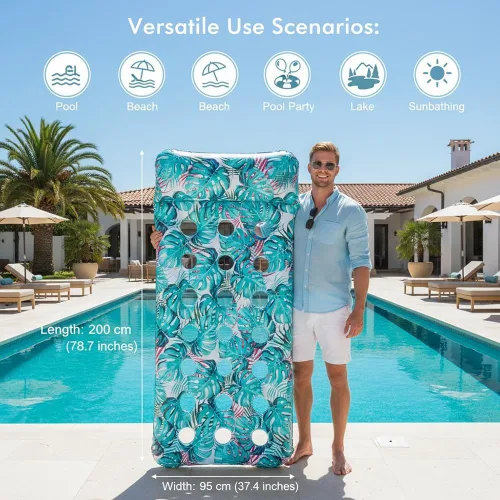 Vista 2 de Paquete de 2 tapetes inflables para piscina, tumbona, juguetes de natación multiusos para fiesta en la piscina, playa de verano, al aire libre