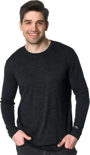 Vista 10 de Camisas 100% de lana merino para hombre, ropa interior térmica, capa base 190 negro