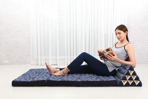 Vista 11 de Leewadee - Cojín Tailandés plegable para el suelo con respaldo para TV, sala de estar, colchón para exterior, 65.7 x 20.9 x 11.8 pulgadas, Kapok