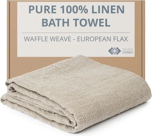 Vista 22 de Pure Linen - Juego de 2 toallas de baño pequeñas de 20 x 40 pulgadas de secado rápido para pieles sensibles, toallas finas para baño, toalla ligera