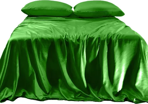 Vista 17 de Elegant Comfort Lujoso juego de sábanas de satén sedoso de 4 piezas, agradable para la piel y el cabello, resistente a las arrugas, la decoloración
