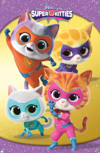 Vista 4 de Trends International Disney Junior Super Kitties - Póster de pared de grupo, 14.72 x 22.37 pulgadas, paquete de póster premium y alfiler