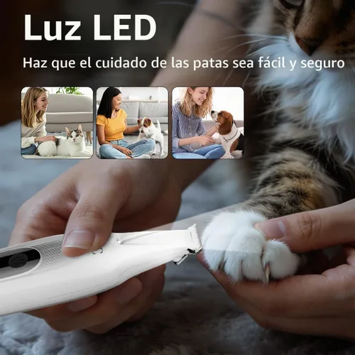 Vista 5 de iBTC Recortadora de precisión para mascotas, recortadora de patas de perro con luz LED, bajo ruido, IPX impermeable, motor de doble velocidad, apto