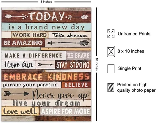Vista 2 de Letrero motivacional para pared, impresión fotográfica de 8 x 10 con frases inspiradoras, citas, frases, regalo único y genial para hombres