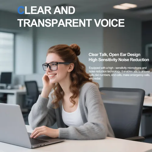 Vista 5 de AI Smart Gafas de Traducción Inalámbricas Bluetooth para Hombres/Mujeres con Altavoces/Bluetooth y Traducción de +140 Idiomas