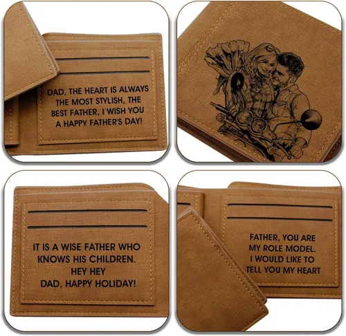 Vista 3 de Carteras de fotos personalizadas para hombresCartera grabada personalizadaRegalos personalizados para el padreMaridoHijo