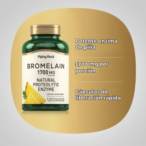 Vista 4 de Piping Rock Suplemento de bromelina 1700 mg 120 Cápsulas