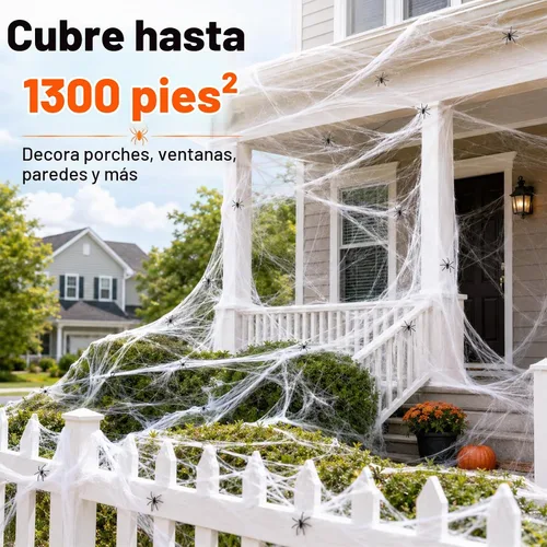Vista 7 de MAQIHAN Telarañas de Halloween de 1300 pies cuadrados - Telarañas al aire