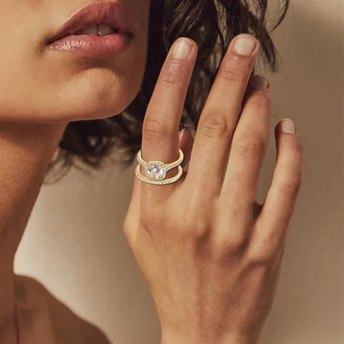 Vista 5 de Anillos de liquidación 2 en 1 para mujer joyería de boda compromiso regalos