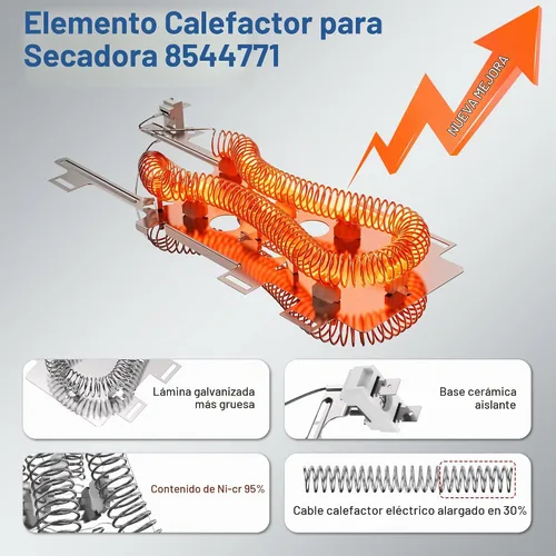 Vista 2 de wp8544771 8544771 para Whirlpool Duet Dryer Kit de elementos calefactores con 8544771 PS11746337 AP6013115 para Maytag Bravos xl Elemento