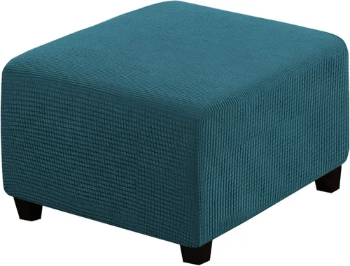 Vista 30 de ADPON Fundas otomanas cuadradas, fundas otomanas, protector de taburete de almacenamiento plegable, parte inferior elástica, tela jacquard de Negro