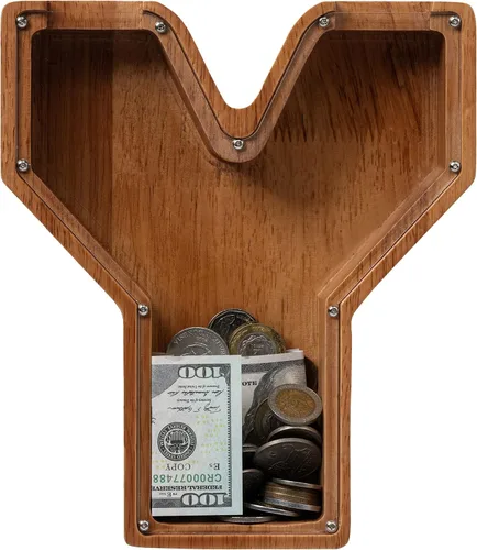 Vista 54 de Alcancía para niños y niñas, alcancía de madera con letra grande del alfabeto con inicial A, banco de monedas, regalos divertidos para cumpleaños