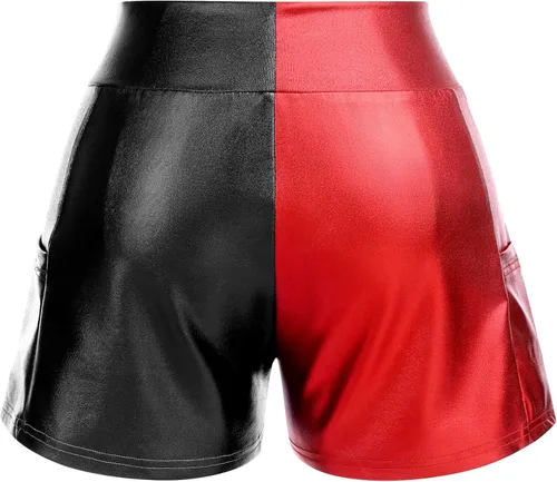 Vista 6 de Pantalones cortos de baile brillantes para mujer con frente en V cintura alta para yoga gimnasio fiesta de rave pantalones cortos con bolsillos