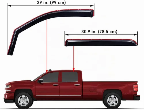 Vista 3 de Lightronic Visera de ventana de ventilación automática extra duradera en canal, compatible con Chevrolet Silverado 2014-2018 y GMC Sierra 1500