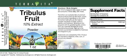 Vista 3 de Tribulus Fruit 10% Polvo (1 oz, ZIN: 521546)