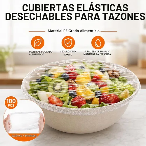 Vista 2 de 100 fundas elásticas desechables para tazones, envolturas elásticas para 100 pzas