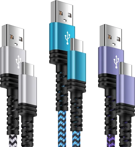 Vista 8 de Cable Samsung S23 Ultra USB tipo C de carga rápida, [3 unidades, 10 pies] largo USB C a USB A, cable de teléfono Android, cable de carga C de carga