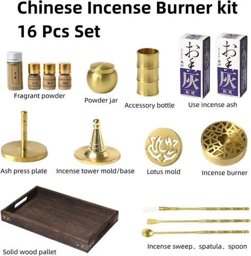 Vista 2 de Kit de fabricación de incienso chino kit de quemador de incienso (A - Juego de 16 piezas)