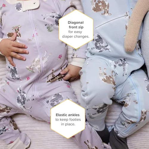 Vista 133 de Burt's Bees Baby - Pijama de una pieza para bebé, mameluco para dormir y jugar, algodón 100% orgánico, cremallera frontal