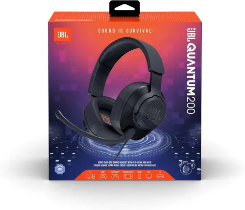 Vista 11 de JBL Quantum 200 - Wired Over-Ear Gaming Headset with Voice Focus Directional flip-up mic and Memory Foam Ear Cushions (Black) (Pack of 4)