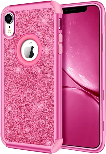 Vista 16 de Hython Compatible con Funda para iPhone XR, Protector Defensor de Cuerpo Completo de Servicio Pesado con Purpurina Brillante Reluciente, Carcasa
