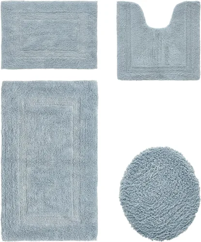 Vista 15 de Better Trends Juego de 4 alfombras de baño de lujo, 100% algodón, suaves, absorbentes de agua, reversibles, lavables a máquina, para decoración