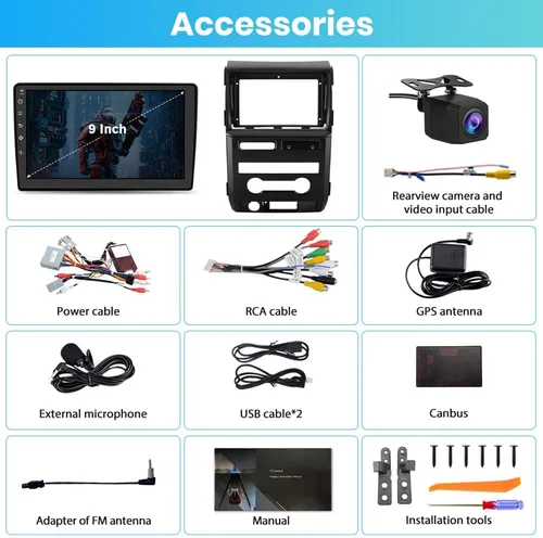 Vista 9 de Radio Android para Ford F150 2009-2012 0nly ajuste manual de CA, con pantalla táctil de 9 pulgadas, 2 GB+64 GB, compatible con Carplay, Android