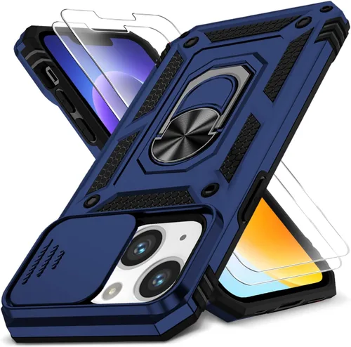 Vista 59 de Funda HakkTaoo para iPhone 13/iPhone 14 de 6.1 Pulgadas con Funda Deslizante para Cámara + Protector de Pantalla (2 Paquetes), Funda Protectora a