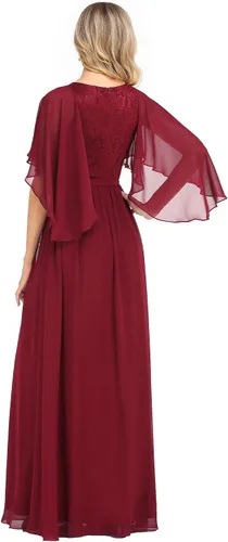 Vista 2 de Ever-Pretty Vestido de fiesta de noche de gasa con cuello en V para mujer 0640