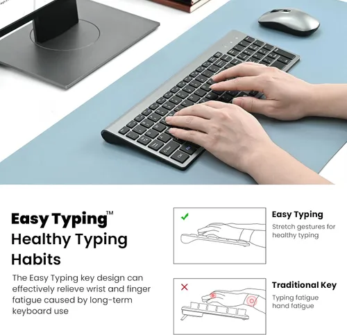 Vista 7 de cimetech EasyTyping KF10 - Combo de teclado y mouse inalámbricos, teclas de interruptor de tijera silenciosas, teclas que ahorran mano de obra
